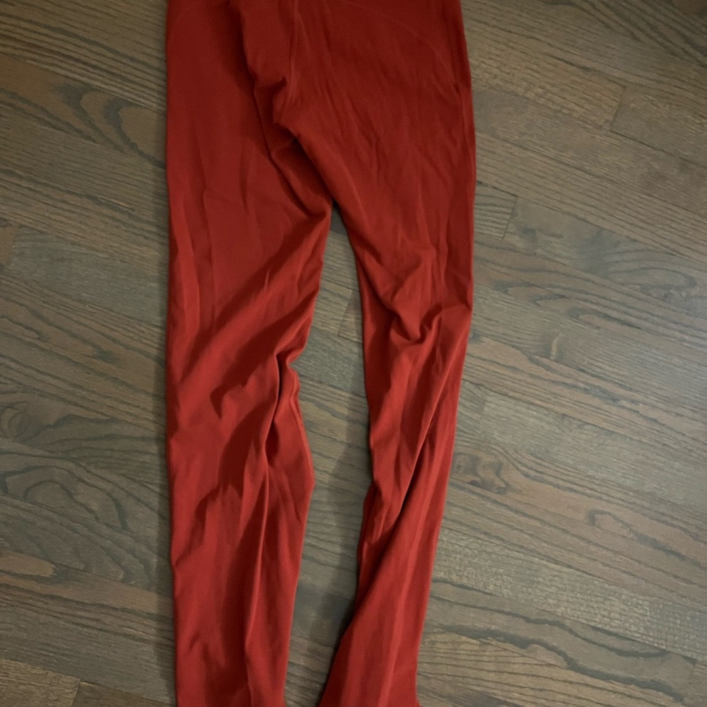 lululemon burnt orange grove flare leggings!